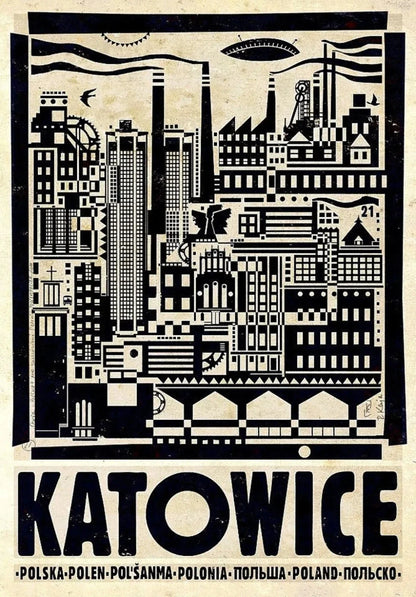 Poland City Vintage Posters Canvas Wall Art