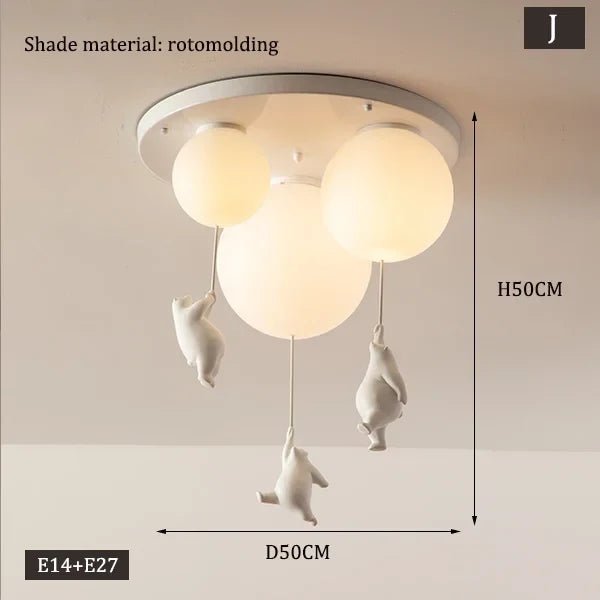 Polar Bear Resin Pendant Light for Kids Spaces - Decorbites