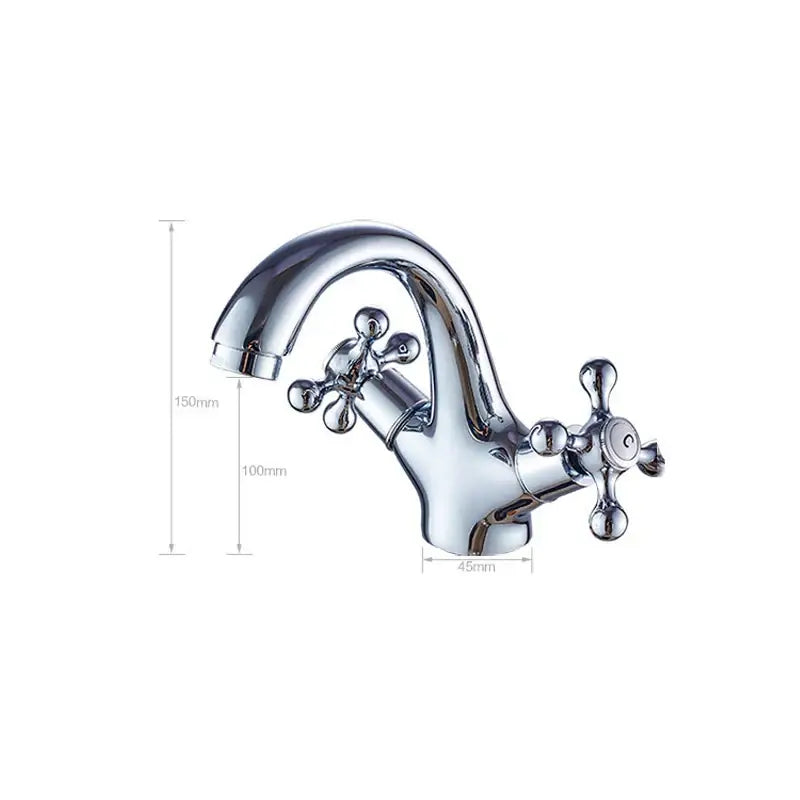 Polished brass bathroom bidet faucet with chrome finish and vintage dual cross handle design features two cross handles