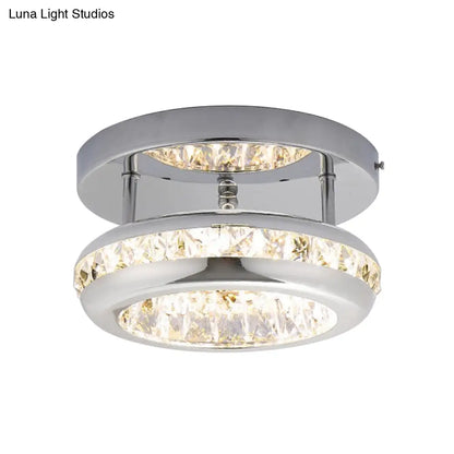 DecorBites™ DecorBites™ Polished Chrome Donut Ceiling Lamp with Simple Crystal, LED Flush Mount Fixture in Warm/White Light - Mini Size