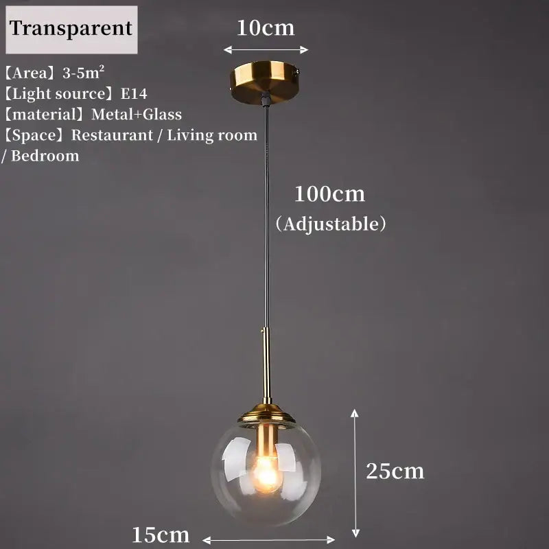 Polished steel glass pendant light trio with gold-toned metal and clear glass shades on adjustable 100cm chain for dining room
