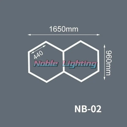 Noble lighting nb-02 hexagonal led light fixture with white outlined geometric design for garage workshop decorbites geometric led lights