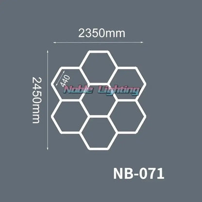 White hexagonal polygonal snowflake geometric led lights nb-071 by noble lighting for garage workshop decorbites LED lights
