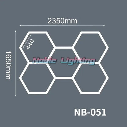 White hexagonal polygonal snowflake geometric led lights nb-051 by noble lighting for garage workshop decorbites led lights