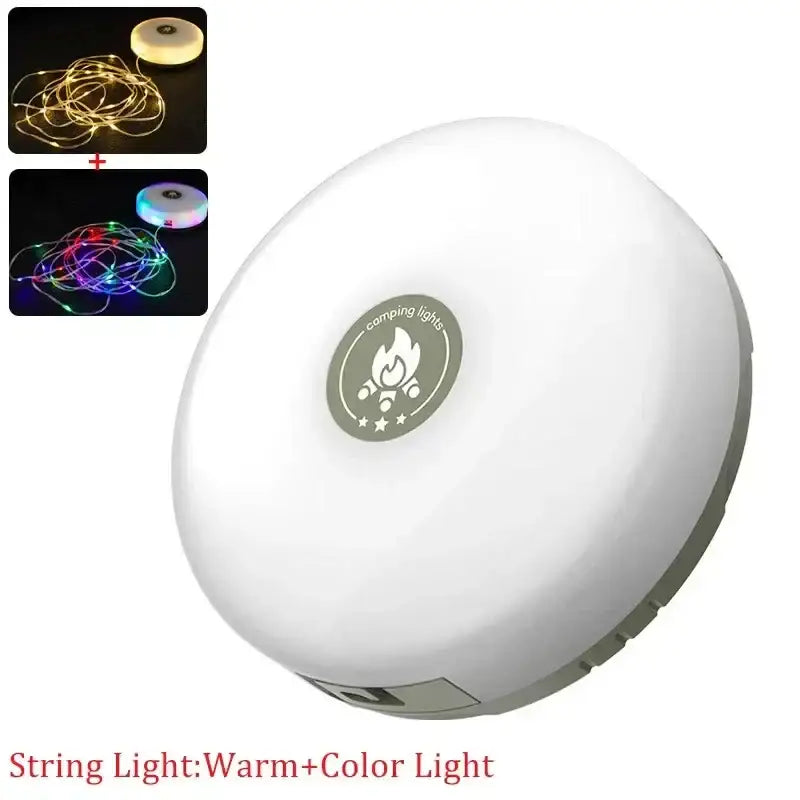 Portable white and black led camping light strip with usb ports and camping lights logo for garden tent decor