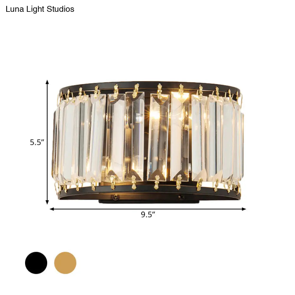 DecorBites™ DecorBites™ Post-Modern Black/Gold Crystal Wall Light Sconce - 2 Bulb Living Room Lamp