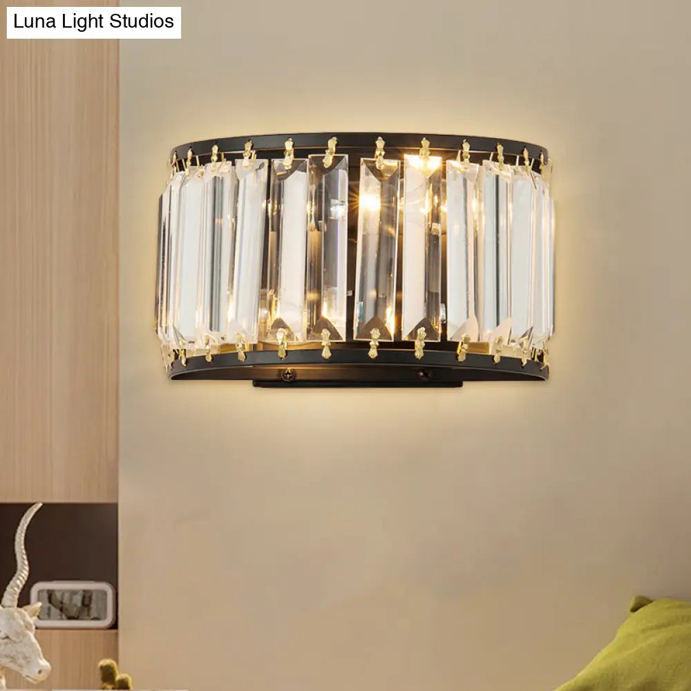 DecorBites™ DecorBites™ Post-Modern Black/Gold Crystal Wall Light Sconce - 2 Bulb Living Room Lamp