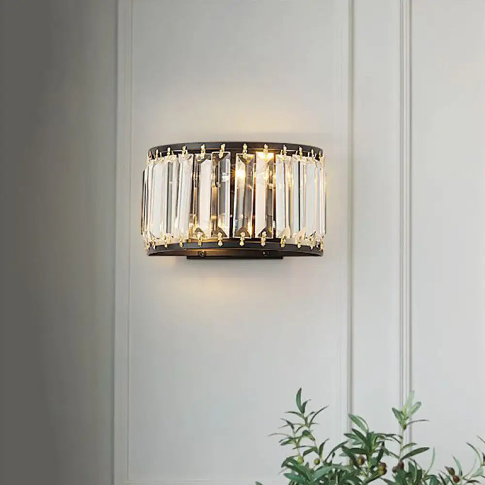 DecorBites™ DecorBites™ Post-Modern Black/Gold Crystal Wall Light Sconce - 2 Bulb Living Room Lamp