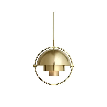 Gold-colored post modern black and gold iron pendant lights with circular frame and layered dome design for dining room decorbites iron pendant