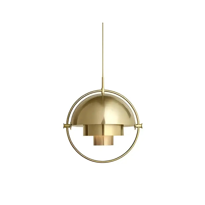 Gold-colored post modern black and gold iron pendant lights with circular frame and layered dome design for dining room decorbites iron pendant