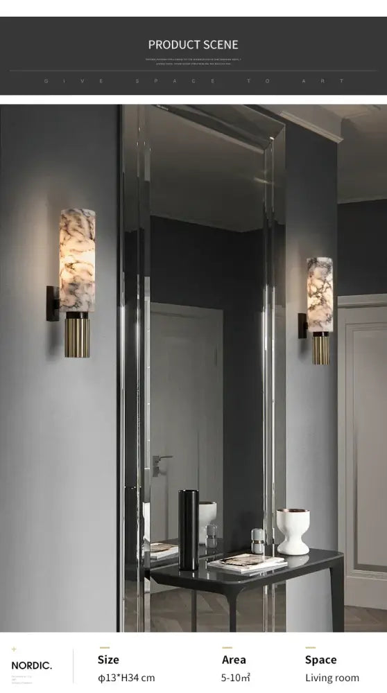 Modern rectangular wall lamp with a polished brass base and warm veined copper alabaster shade for bedroom decorbites copper alabaster wall