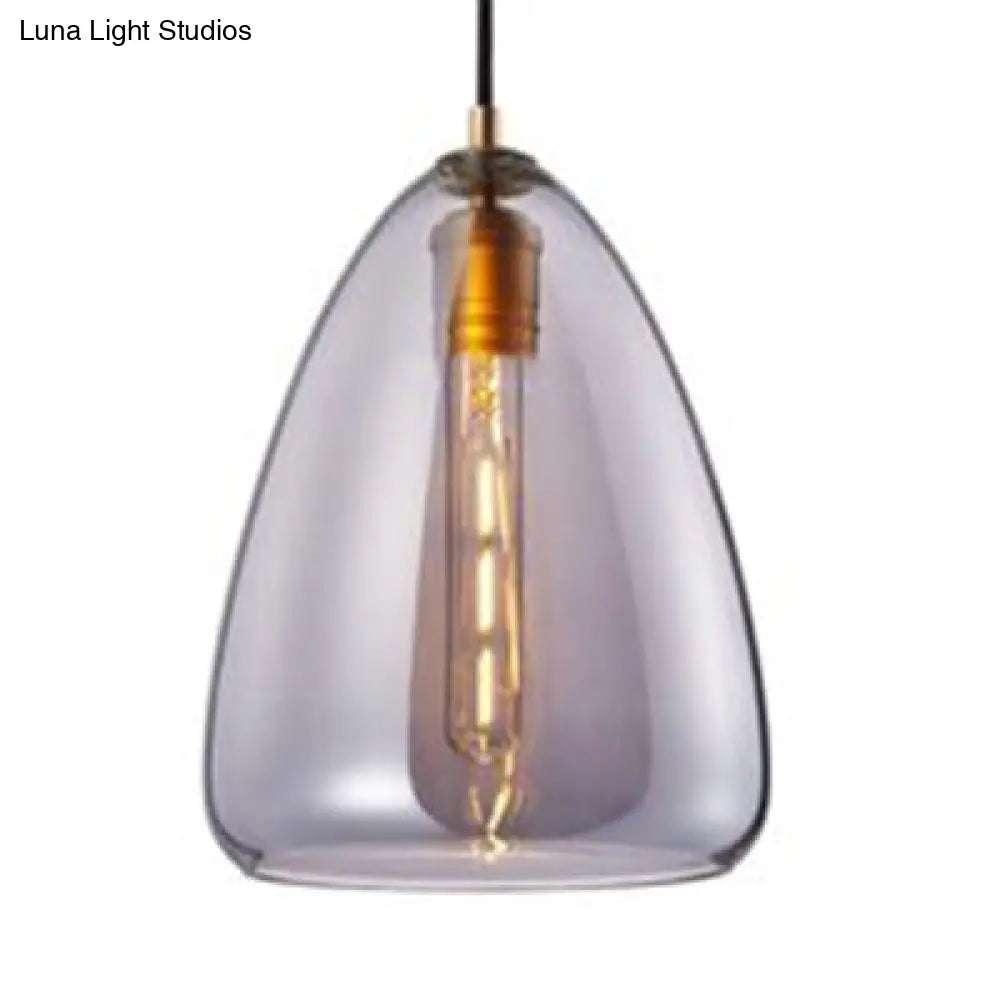 Post-Modern Cone Pendant Lamp – 8.5"/10" Width – Amber/Smoky Glass – 1 Light – Living Room