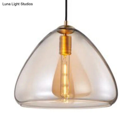 Post-Modern Cone Pendant Lamp – 8.5"/10" Width – Amber/Smoky Glass – 1 Light – Living Room