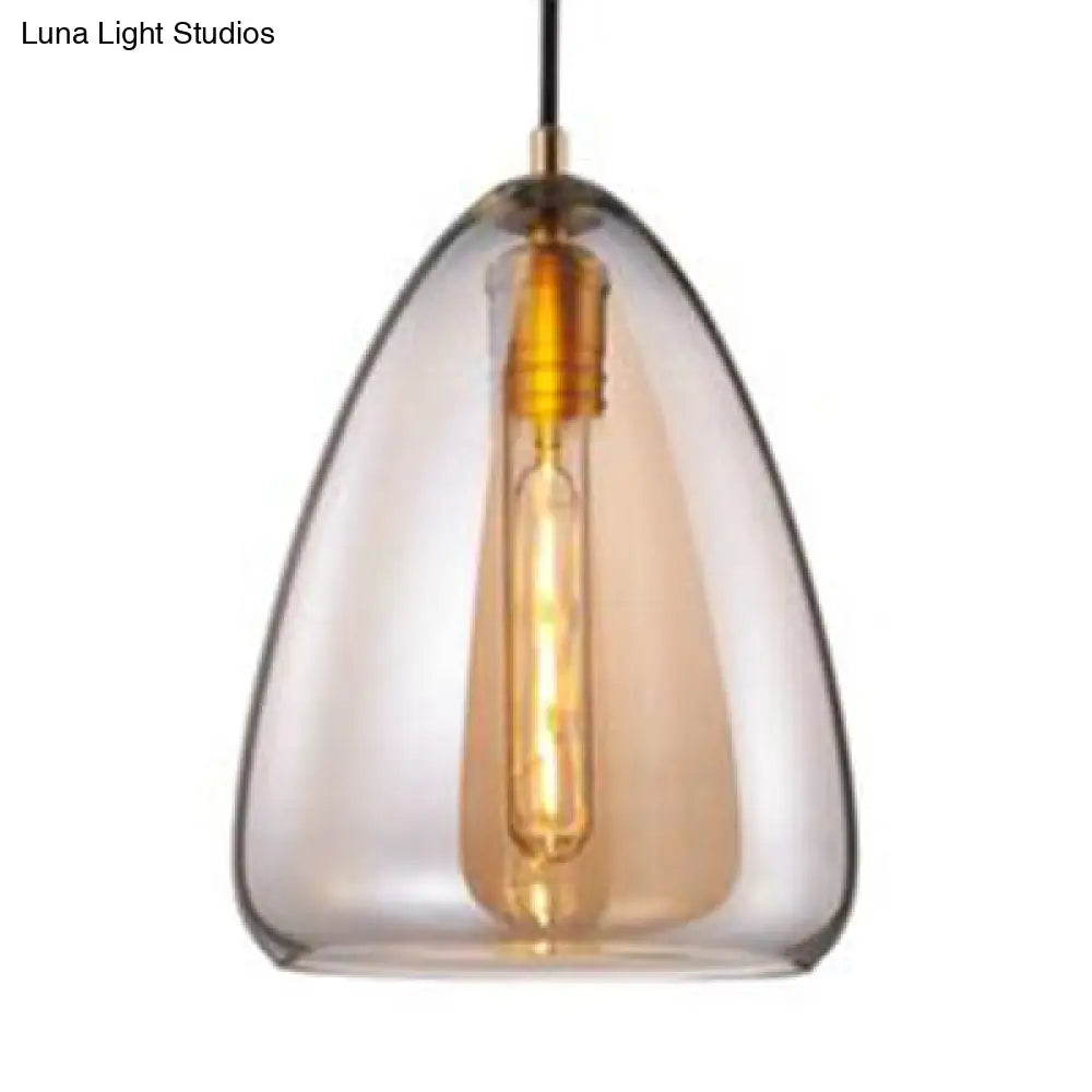 Post-Modern Cone Pendant Lamp – 8.5"/10" Width – Amber/Smoky Glass – 1 Light – Living Room