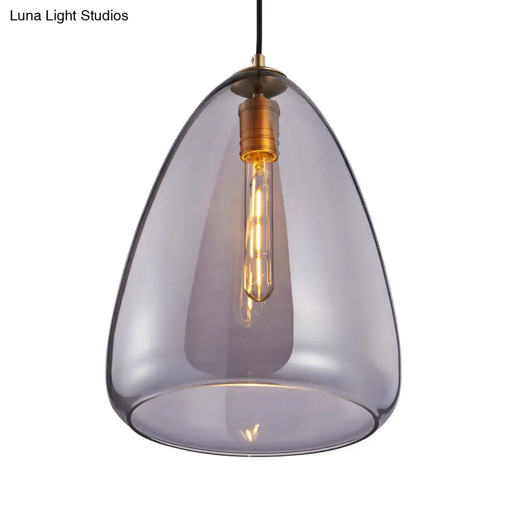 Post-Modern Cone Pendant Lamp – 8.5"/10" Width – Amber/Smoky Glass – 1 Light – Living Room