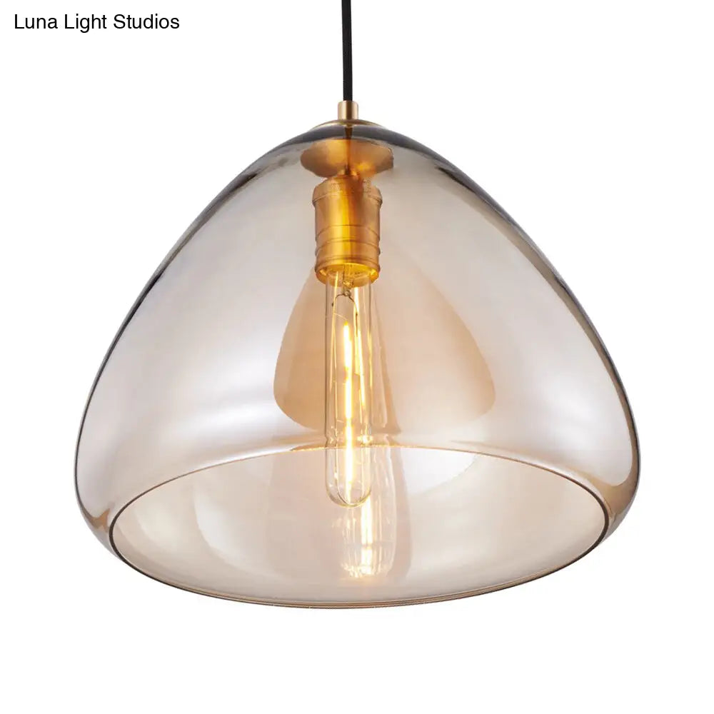 Post-Modern Cone Pendant Lamp – 8.5"/10" Width – Amber/Smoky Glass – 1 Light – Living Room