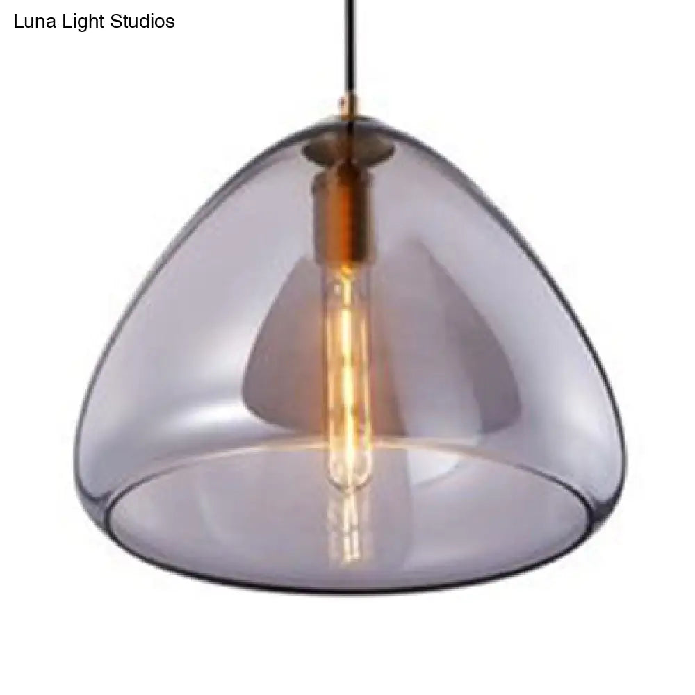 Post-Modern Cone Pendant Lamp – 8.5"/10" Width – Amber/Smoky Glass – 1 Light – Living Room