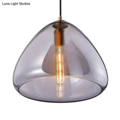 Post-Modern Cone Pendant Lamp – 8.5"/10" Width – Amber/Smoky Glass – 1 Light – Living Room