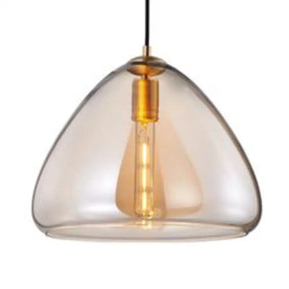 Post-Modern Cone Pendant Lamp – 8.5"/10" Width – Amber/Smoky Glass – 1 Light – Living Room