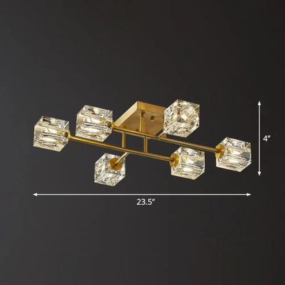 DecorBites™ DecorBites™ Post-Modern Crystal Cube Ceiling Light with Gold Finish