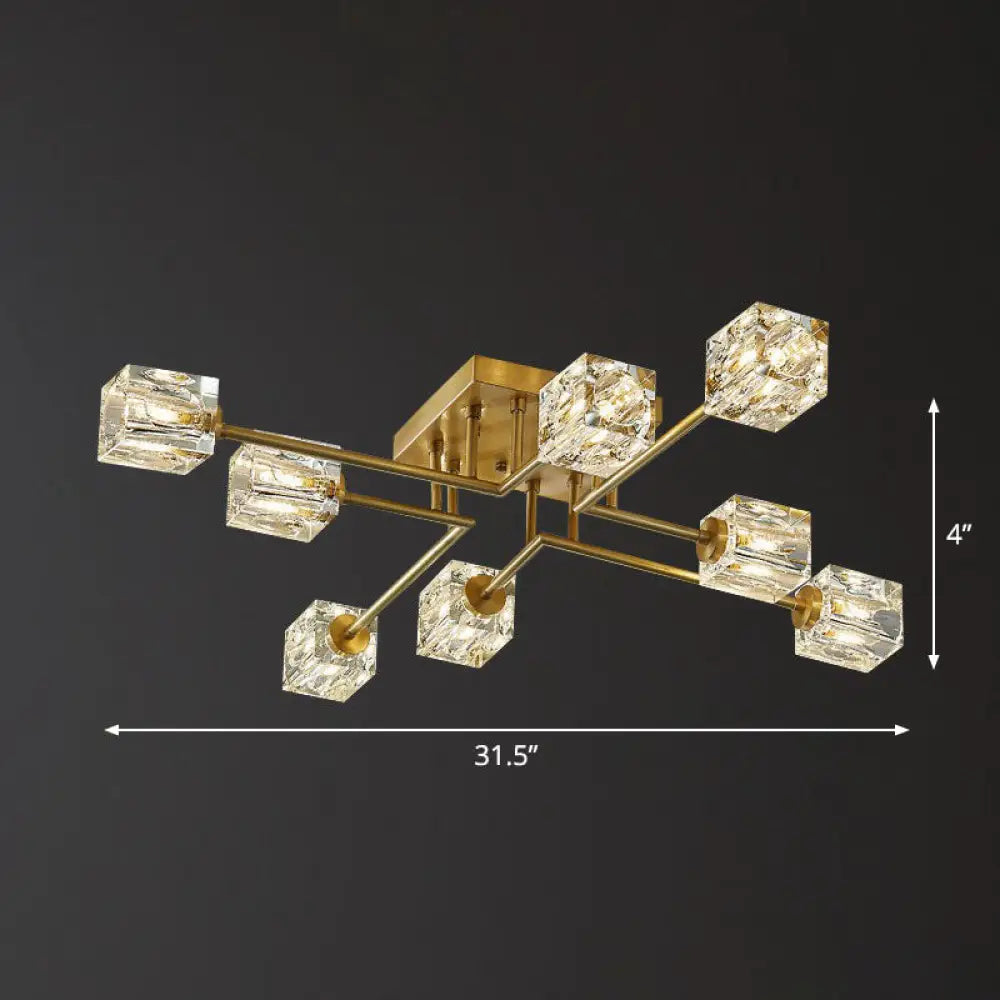 DecorBites™ DecorBites™ Post-Modern Crystal Cube Ceiling Light with Gold Finish