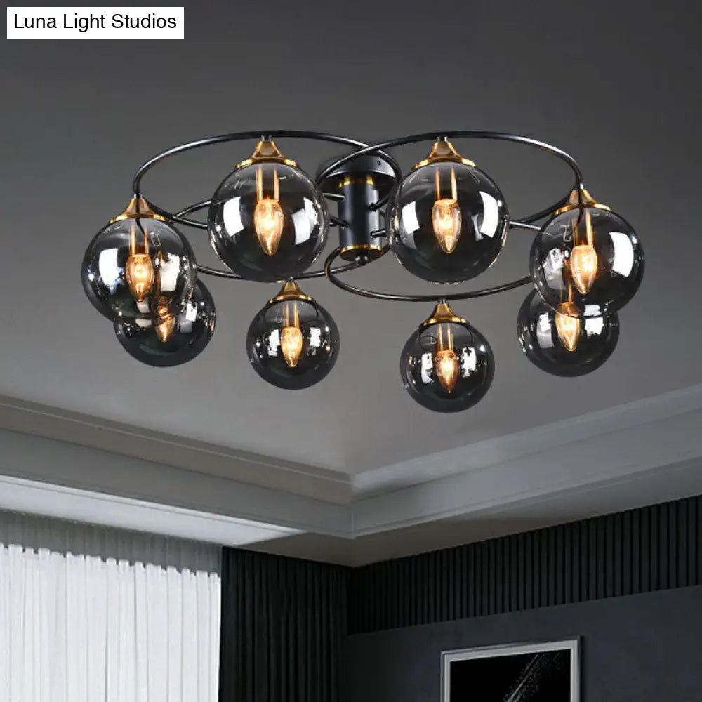DecorBites™ DecorBites™ Post-Modern Glass Black Semi Flush Chandelier - Stylish Living Room Ceiling Light