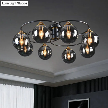 DecorBites™ DecorBites™ Post-Modern Glass Black Semi Flush Chandelier - Stylish Living Room Ceiling Light