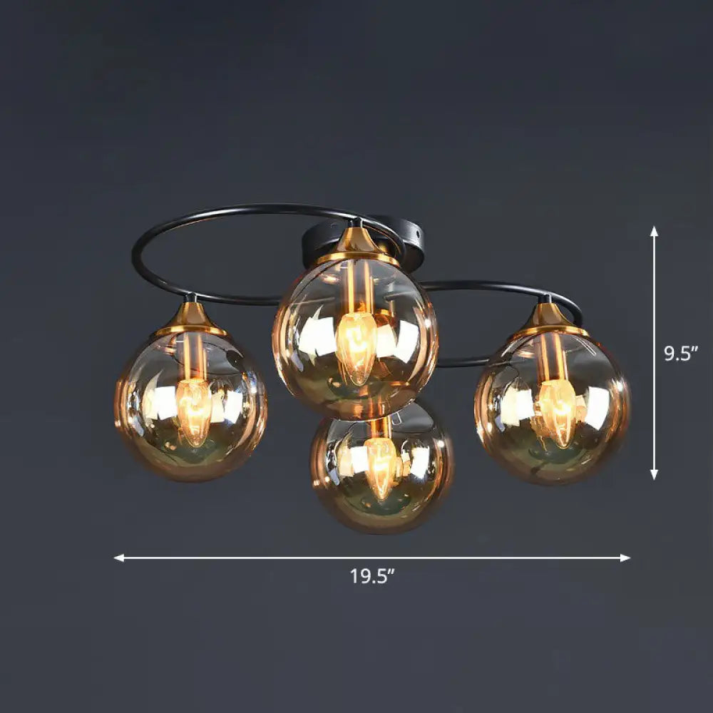 DecorBites™ DecorBites™ Post-Modern Glass Black Semi Flush Chandelier - Stylish Living Room Ceiling Light