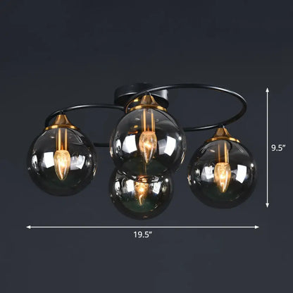 DecorBites™ DecorBites™ Post-Modern Glass Black Semi Flush Chandelier - Stylish Living Room Ceiling Light