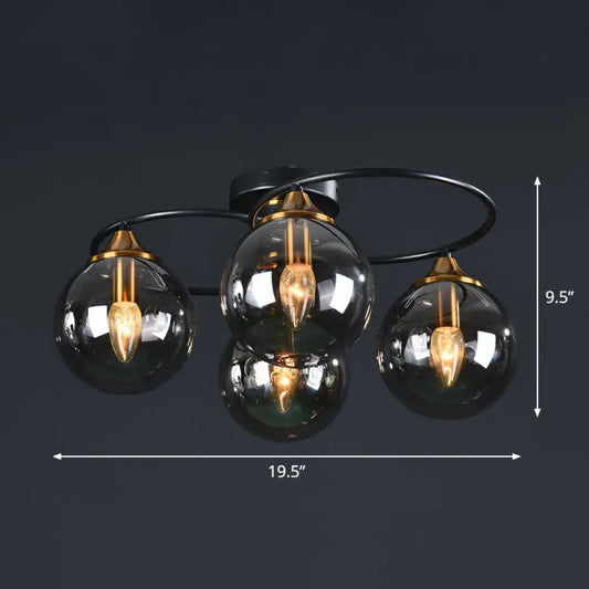 DecorBites™ DecorBites™ Post-Modern Glass Black Semi Flush Chandelier - Stylish Living Room Ceiling Light