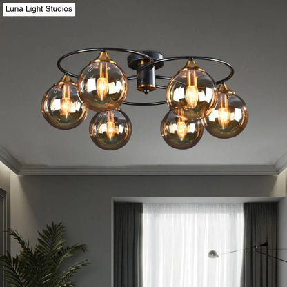 DecorBites™ DecorBites™ Post-Modern Glass Black Semi Flush Chandelier - Stylish Living Room Ceiling Light
