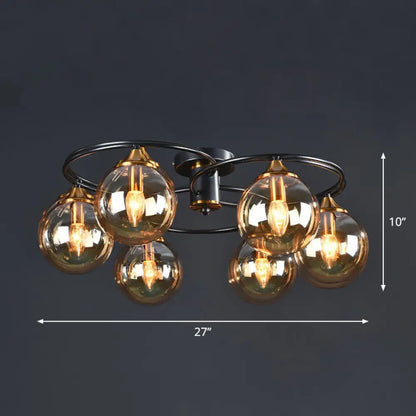 DecorBites™ DecorBites™ Post-Modern Glass Black Semi Flush Chandelier - Stylish Living Room Ceiling Light