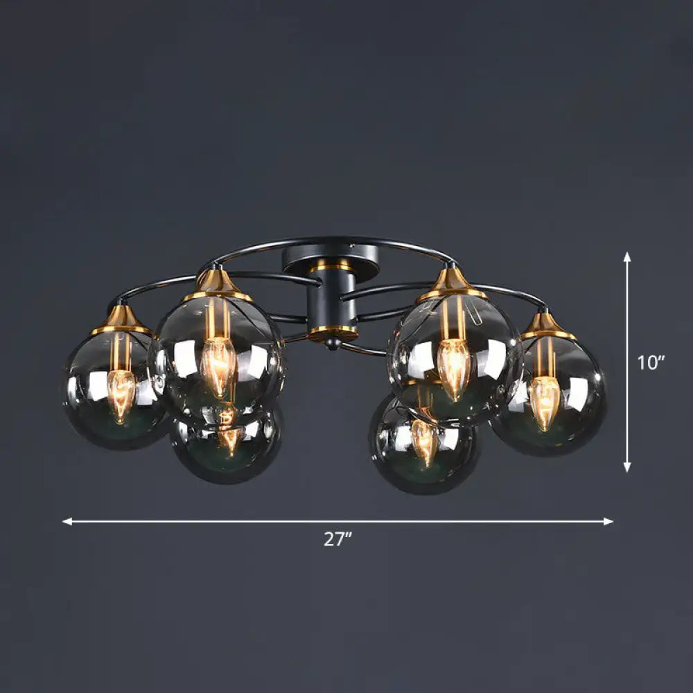 DecorBites™ DecorBites™ Post-Modern Glass Black Semi Flush Chandelier - Stylish Living Room Ceiling Light