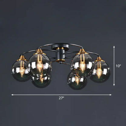 DecorBites™ DecorBites™ Post-Modern Glass Black Semi Flush Chandelier - Stylish Living Room Ceiling Light