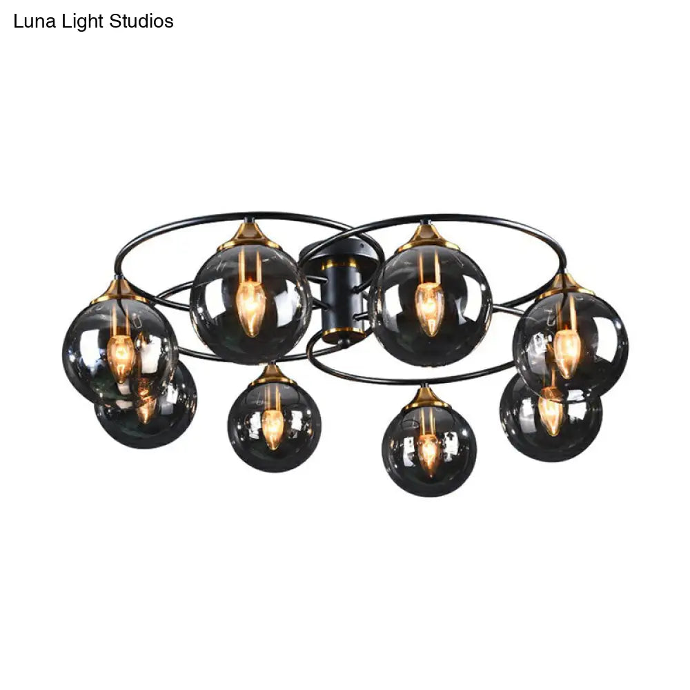 DecorBites™ DecorBites™ Post-Modern Glass Black Semi Flush Chandelier - Stylish Living Room Ceiling Light
