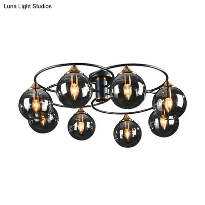 DecorBites™ DecorBites™ Post-Modern Glass Black Semi Flush Chandelier - Stylish Living Room Ceiling Light
