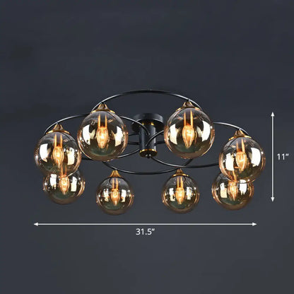DecorBites™ DecorBites™ Post-Modern Glass Black Semi Flush Chandelier - Stylish Living Room Ceiling Light