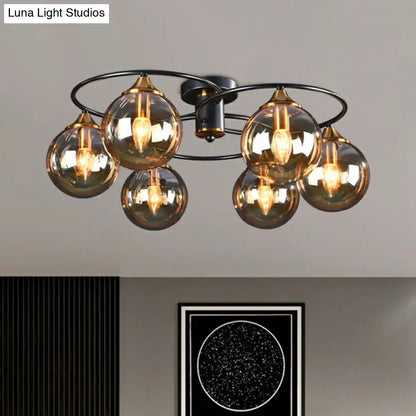 DecorBites™ DecorBites™ Post-Modern Glass Black Semi Flush Chandelier - Stylish Living Room Ceiling Light