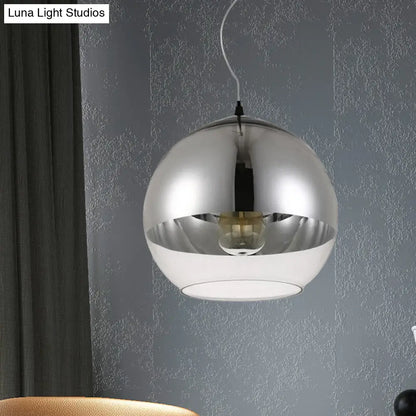 Post-Modern Glass Globe Pendant Light - 6"/8"/10" Width - 1 Light - Sliver Finish