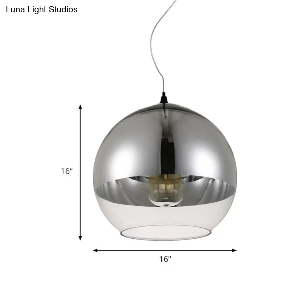 Post-Modern Glass Globe Pendant Light - 6"/8"/10" Width - 1 Light - Sliver Finish