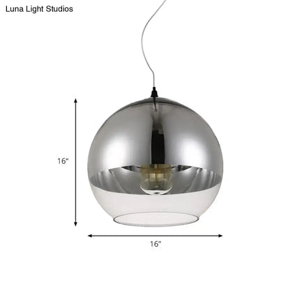 Post-Modern Glass Globe Pendant Light - 6"/8"/10" Width - 1 Light - Sliver Finish