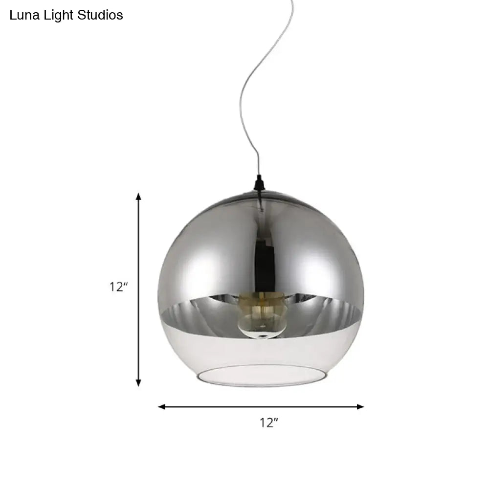 Post-Modern Glass Globe Pendant Light - 6"/8"/10" Width - 1 Light - Sliver Finish