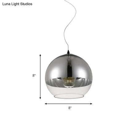 Post-Modern Glass Globe Pendant Light - 6"/8"/10" Width - 1 Light - Sliver Finish