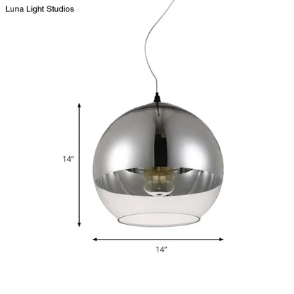 Post-Modern Glass Globe Pendant Light - 6"/8"/10" Width - 1 Light - Sliver Finish