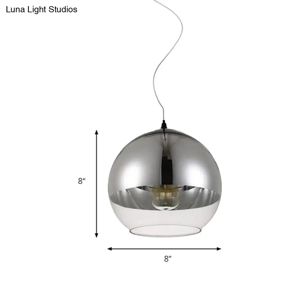 Post-Modern Glass Globe Pendant Light - 6"/8"/10" Width - 1 Light - Sliver Finish