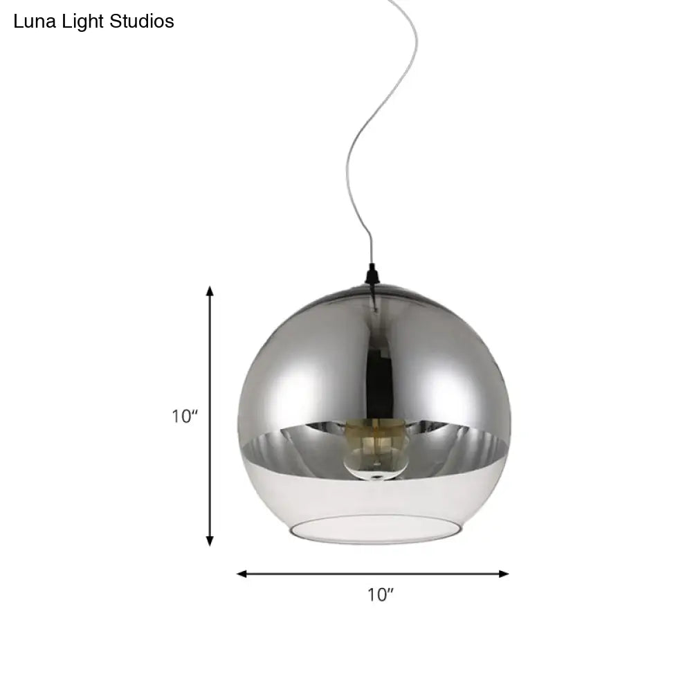 Post-Modern Glass Globe Pendant Light - 6"/8"/10" Width - 1 Light - Sliver Finish