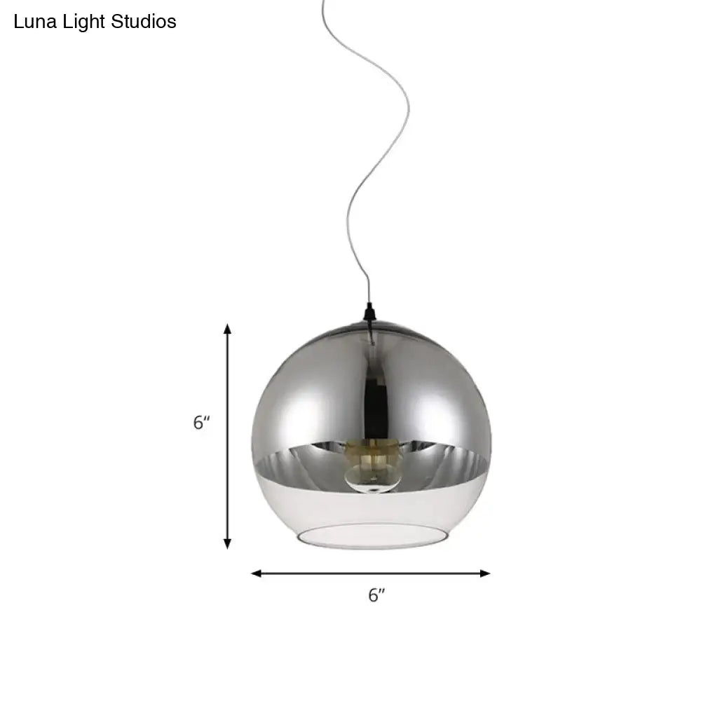 Post-Modern Glass Globe Pendant Light - 6"/8"/10" Width - 1 Light - Sliver Finish