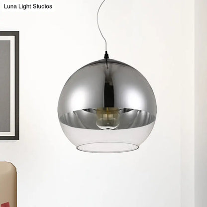 Post-Modern Glass Globe Pendant Light - 6"/8"/10" Width - 1 Light - Sliver Finish