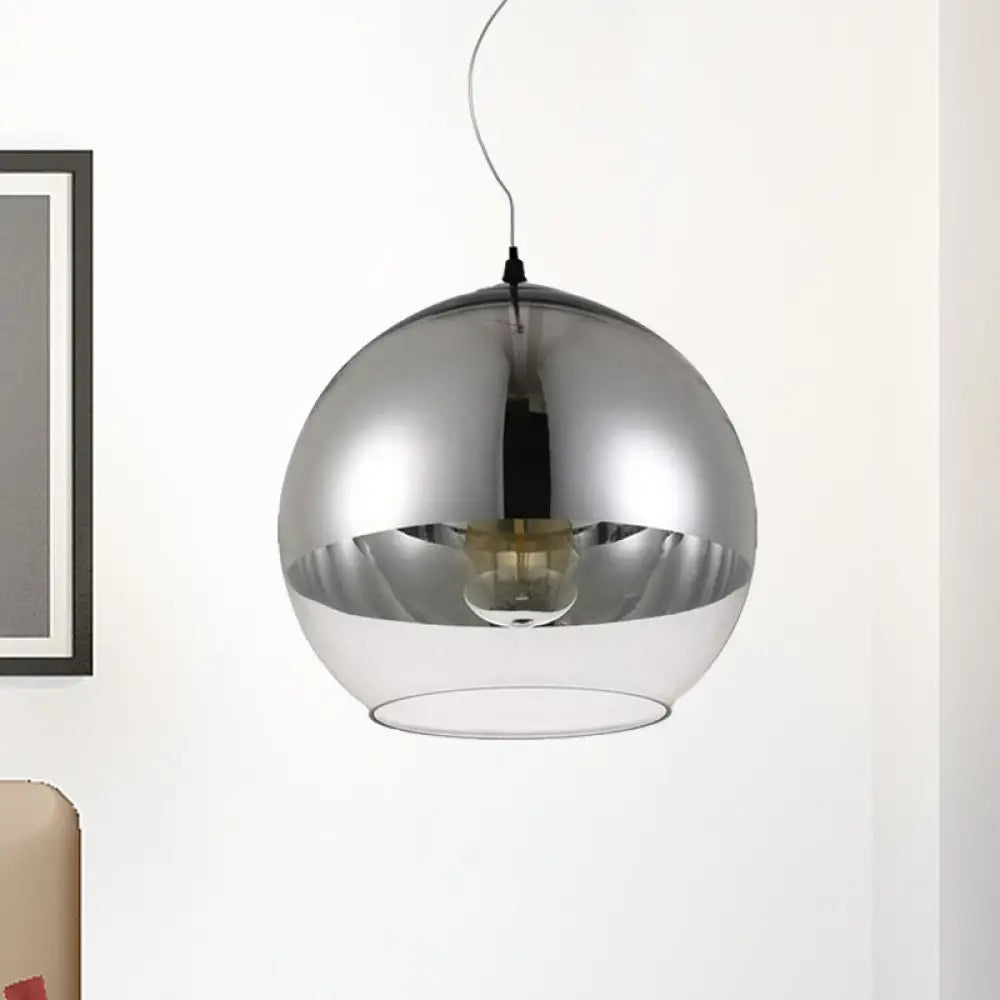 Post-Modern Glass Globe Pendant Light - 6"/8"/10" Width - 1 Light - Sliver Finish