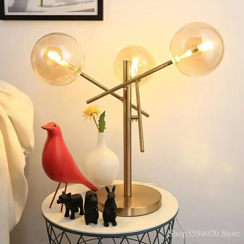 Modern brass floor lamp with three spherical glass bubble balls from decorbites for stylish living room decor